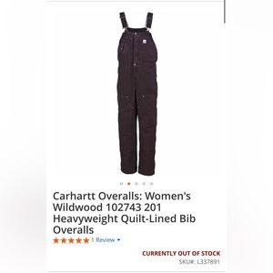 Carhartt Women's Wildwood 102743 201 Heavyweight Quilt-Lined Bib Overalls